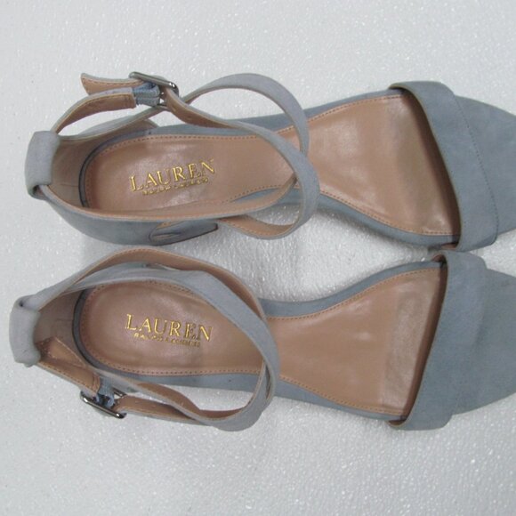 Ralph Lauren Betha Leather Sandals Block Heel Ankle Strap 11 B - Picture 2 of 9